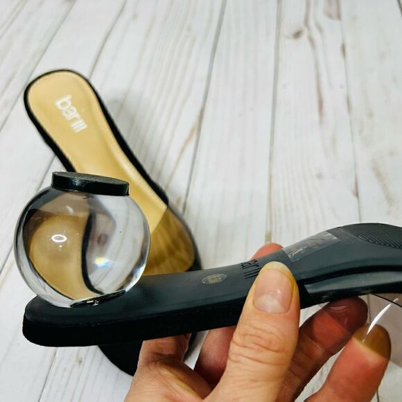 Bar III Cally P Clear Black Ball Slip On Heels Slides Sz 6.5M - Picture 3 of 9